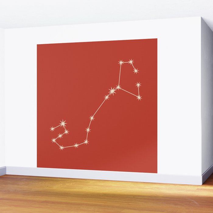 Scorpio Zodiac Star Constellation Line Art Red Wall Mural Gallery Image 2