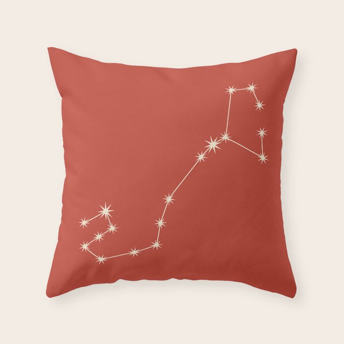 Scorpio Zodiac Star Constellation Line Art Red Throw Pillow Gallery Image 6