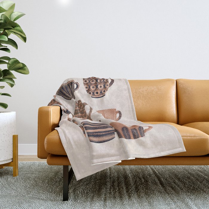 Watercolor Tea Cups Throw Blanket Gallery Image 1