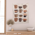 Watercolor Tea Cups Wall Tapestry Gallery Image 2