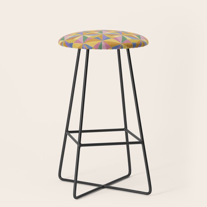 Kaleidoscope Tile Pattern IX Bright Colorful Summer Stool Gallery Image 1