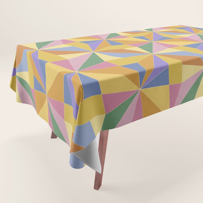 Kaleidoscope Tile Pattern IX Bright Colorful Summer Tablecloth Gallery Image 1