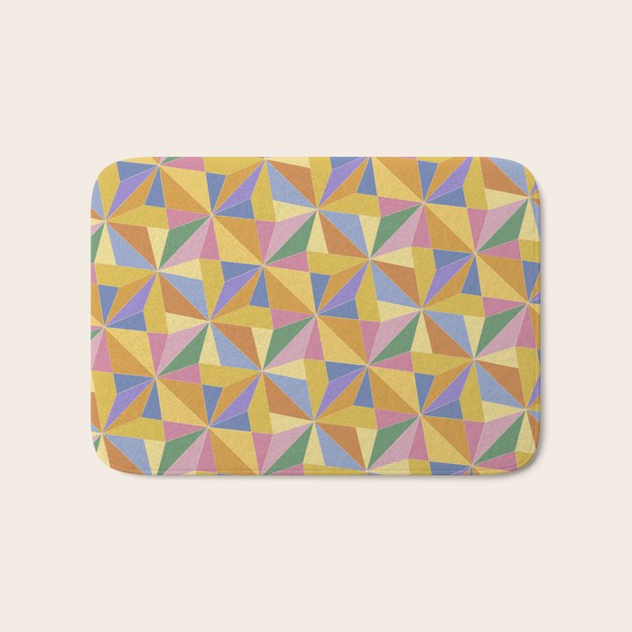 Kaleidoscope Tile Pattern IX Bright Colorful Summer Bath Mat Gallery Image 1