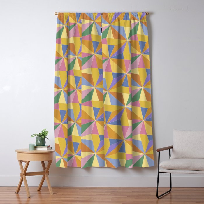 Kaleidoscope Tile Pattern IX Bright Colorful Summer Window Curtain Gallery Image 5