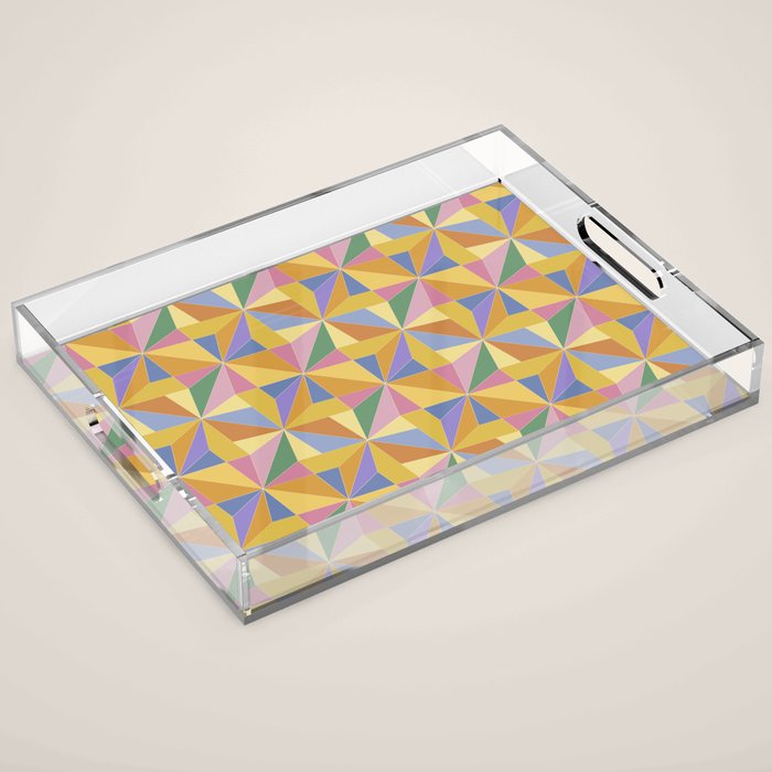 Kaleidoscope Tile Pattern IX Bright Colorful Summer Acrylic Tray Gallery Image 1
