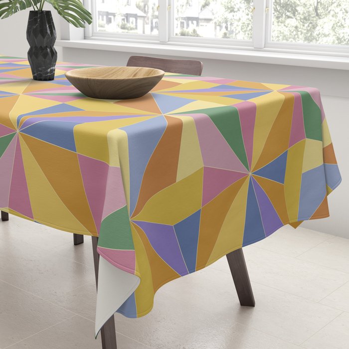 Kaleidoscope Tile Pattern IX Bright Colorful Summer Tablecloth Gallery Image 3