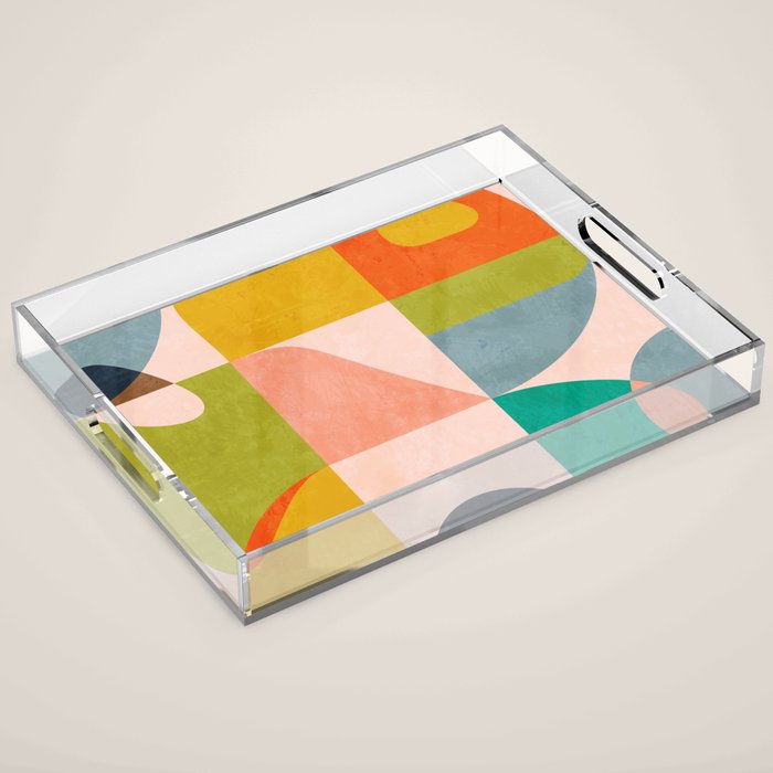 mid century abstract shapes spring I Acrylic Tray Gallery Image 1