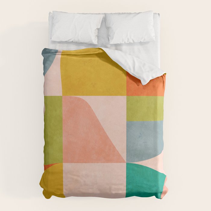 mid century abstract shapes spring I Duvet Cover Gallery Image 6