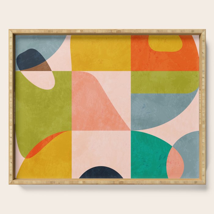 mid century abstract shapes spring I Serving Tray Gallery Image 1