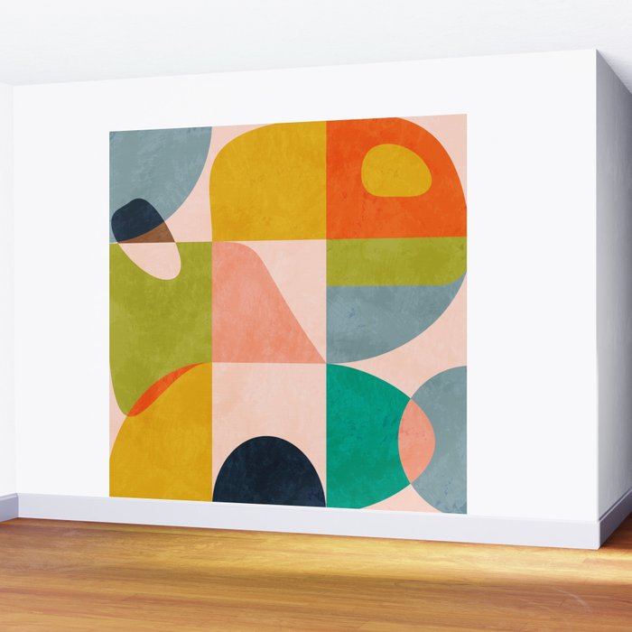 mid century abstract shapes spring I Wall Mural Gallery Image 2