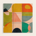 mid century abstract shapes spring I Wood Wall Art Gallery Image 1
