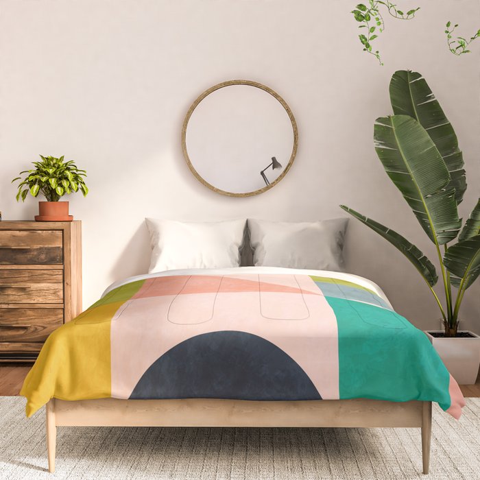 mid century abstract shapes spring I Comforter Gallery Image 3