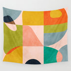 mid century abstract shapes spring I Wall Tapestry Gallery Image 4
