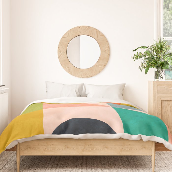 mid century abstract shapes spring I Duvet Cover Gallery Image 3