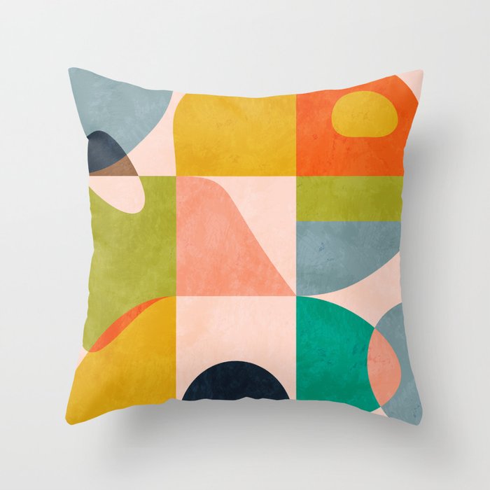 mid century abstract shapes spring I Throw Pillow Gallery Image 6