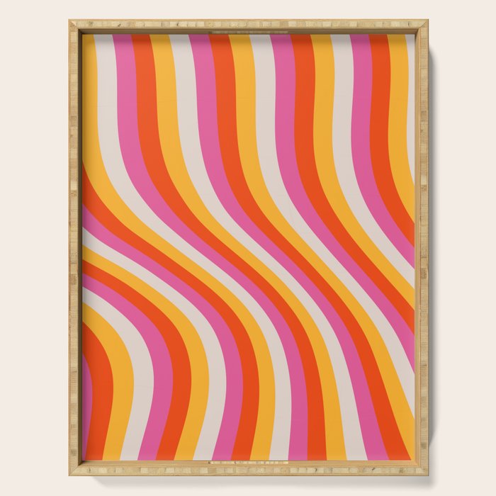 Wavy Retro Stripes Serving Tray Gallery Image 1
