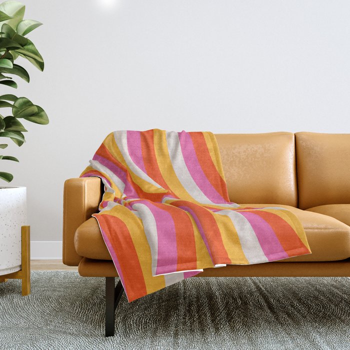Wavy Retro Stripes Throw Blanket Gallery Image 1