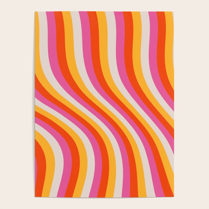 Wavy Retro Stripes Poster Gallery Image 1
