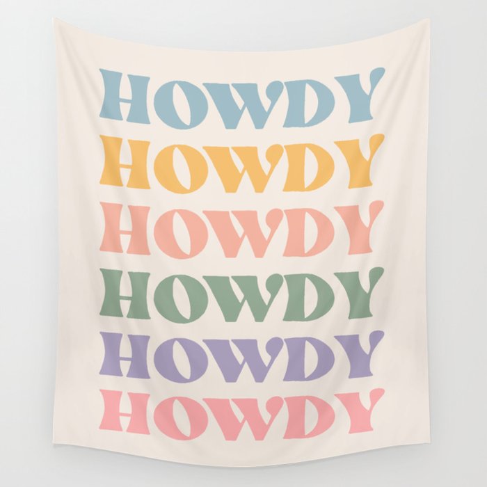 Howdy Colorful Retro Quote Wall Tapestry Gallery Image 1