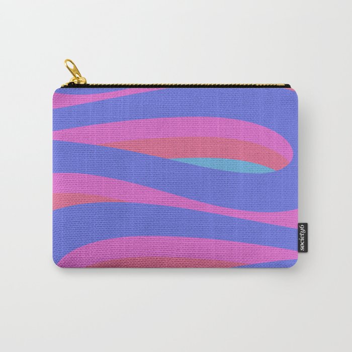 Pop Swirl Wavy Minimalist Abstract Pattern Blue and Hot Pink Carry All Pouch Gallery Image 1