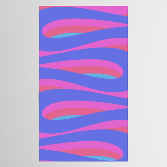 Pop Swirl Wavy Minimalist Abstract Pattern Blue and Hot Pink Tablecloth Gallery Image 2