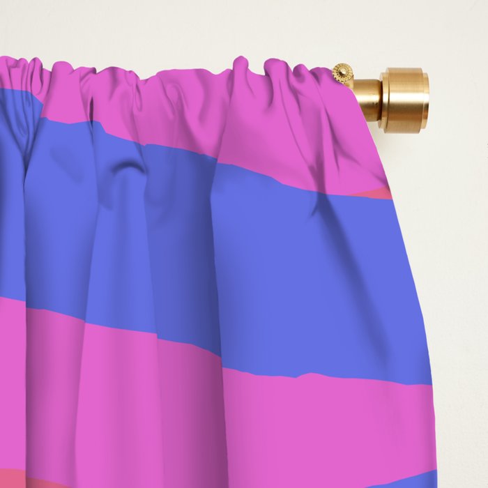 Pop Swirl Wavy Minimalist Abstract Pattern Blue and Hot Pink Window Curtain Gallery Image 2