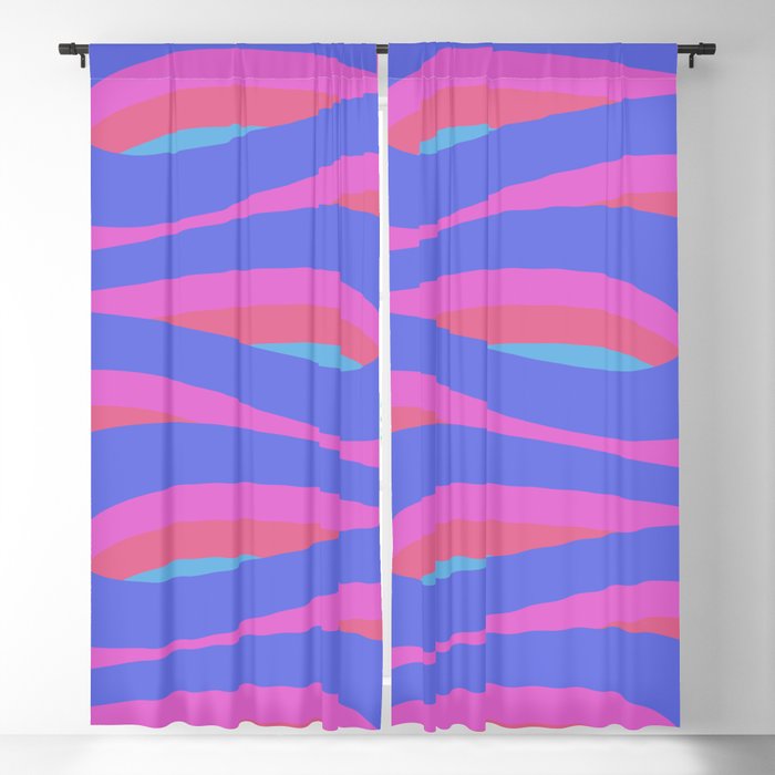 Pop Swirl Wavy Minimalist Abstract Pattern Blue and Hot Pink Window Curtain Gallery Image 1