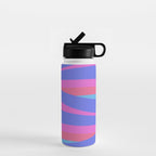 Pop Swirl Wavy Minimalist Abstract Pattern Blue and Hot Pink Water Bottle Gallery Image 1