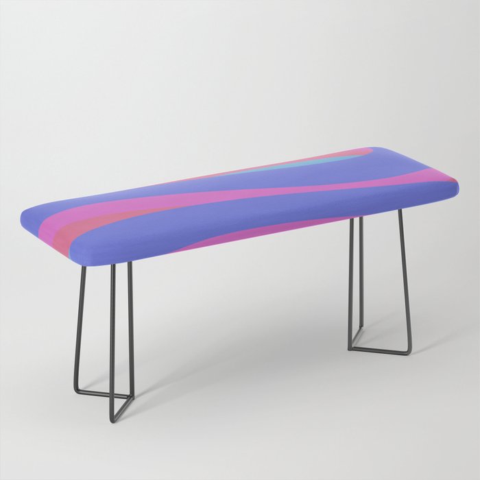 Pop Swirl Wavy Minimalist Abstract Pattern Blue and Hot Pink Bench Gallery Image 1