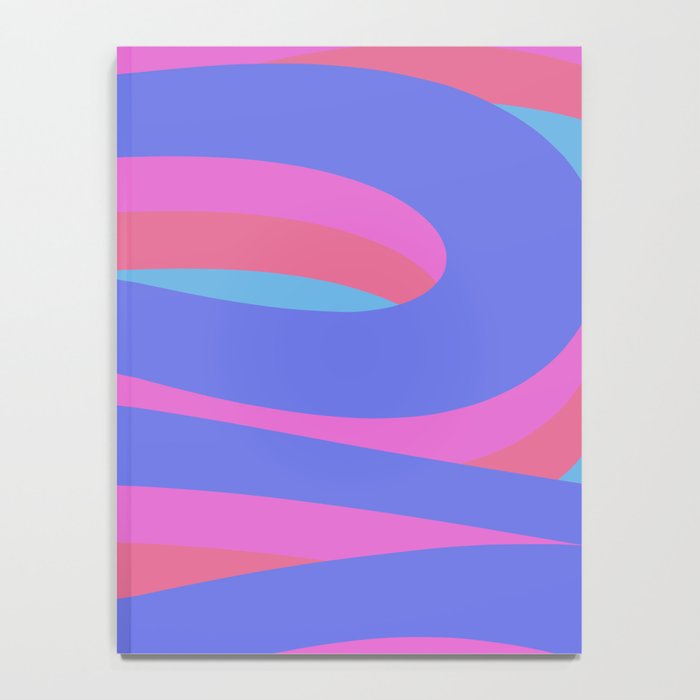 Pop Swirl Wavy Minimalist Abstract Pattern Blue and Hot Pink Notebook Gallery Image 4