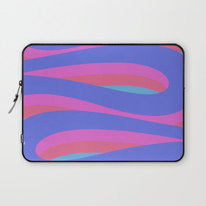 Pop Swirl Wavy Minimalist Abstract Pattern Blue and Hot Pink Laptop Sleeve Gallery Image 1