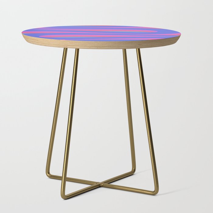 Pop Swirl Wavy Minimalist Abstract Pattern Blue and Hot Pink Side Table Gallery Image 1