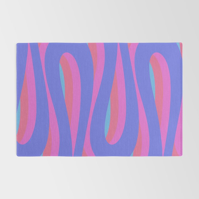 Pop Swirl Wavy Minimalist Abstract Pattern Blue and Hot Pink Rug Gallery Image 2