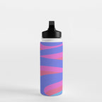 Pop Swirl Wavy Minimalist Abstract Pattern Blue and Hot Pink Water Bottle Gallery Image 3