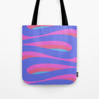 Pop Swirl Wavy Minimalist Abstract Pattern Blue and Hot Pink Tote Bag Gallery Image 1