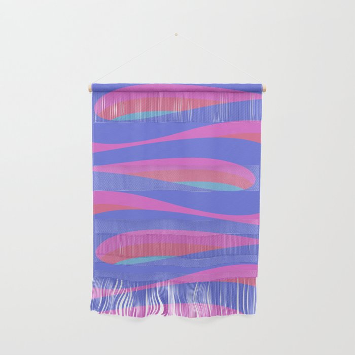 Pop Swirl Wavy Minimalist Abstract Pattern Blue and Hot Pink Wall Hanging Gallery Image 1