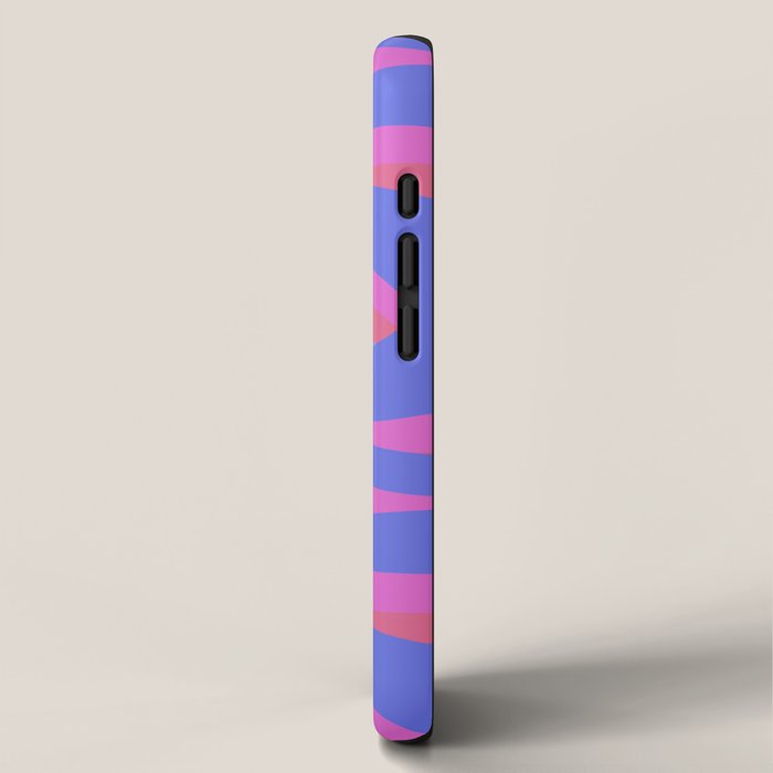 Pop Swirl Wavy Minimalist Abstract Pattern Blue and Hot Pink iPhone Case Gallery Image 2