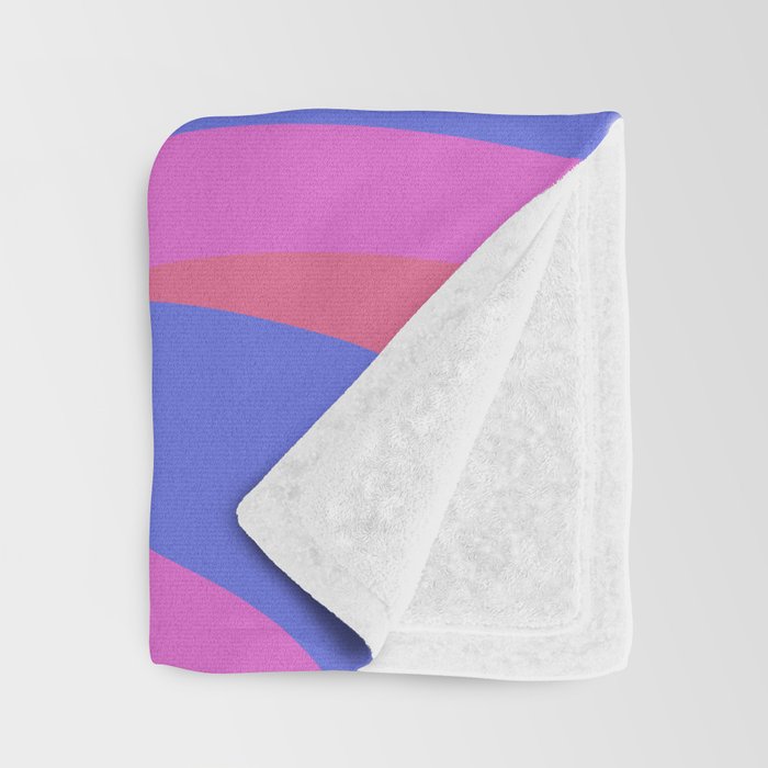 Pop Swirl Wavy Minimalist Abstract Pattern Blue and Hot Pink Throw Blanket Gallery Image 3