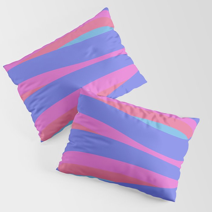 Pop Swirl Wavy Minimalist Abstract Pattern Blue and Hot Pink Pillow Sham Gallery Image 3