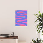 Pop Swirl Wavy Minimalist Abstract Pattern Blue and Hot Pink Poster Gallery Image 2