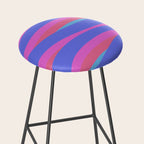 Pop Swirl Wavy Minimalist Abstract Pattern Blue and Hot Pink Stool Gallery Image 2