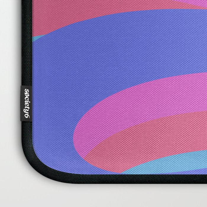 Pop Swirl Wavy Minimalist Abstract Pattern Blue and Hot Pink Laptop Sleeve Gallery Image 3