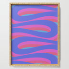 Pop Swirl Wavy Minimalist Abstract Pattern Blue and Hot Pink Serving Tray Gallery Image 1