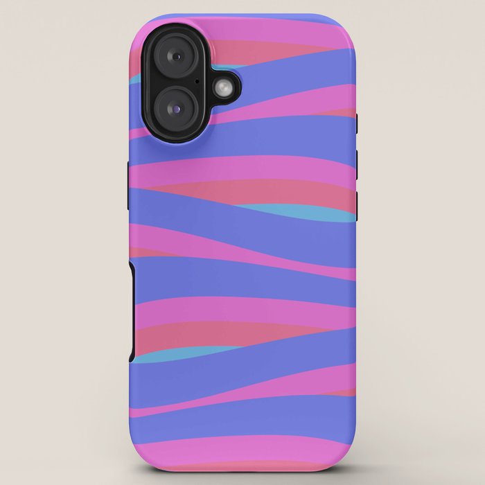 Pop Swirl Wavy Minimalist Abstract Pattern Blue and Hot Pink iPhone Case Gallery Image 5