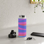 Pop Swirl Wavy Minimalist Abstract Pattern Blue and Hot Pink Water Bottle Gallery Image 4