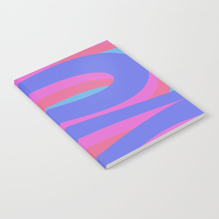 Pop Swirl Wavy Minimalist Abstract Pattern Blue and Hot Pink Notebook Gallery Image 2