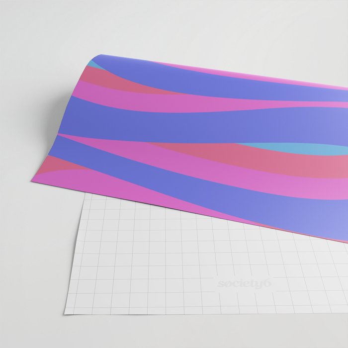 Pop Swirl Wavy Minimalist Abstract Pattern Blue and Hot Pink Wrapping Paper Gallery Image 2