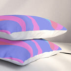 Pop Swirl Wavy Minimalist Abstract Pattern Blue and Hot Pink Pillow Sham Gallery Image 3