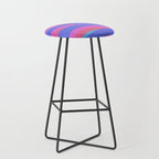 Pop Swirl Wavy Minimalist Abstract Pattern Blue and Hot Pink Stool Gallery Image 1
