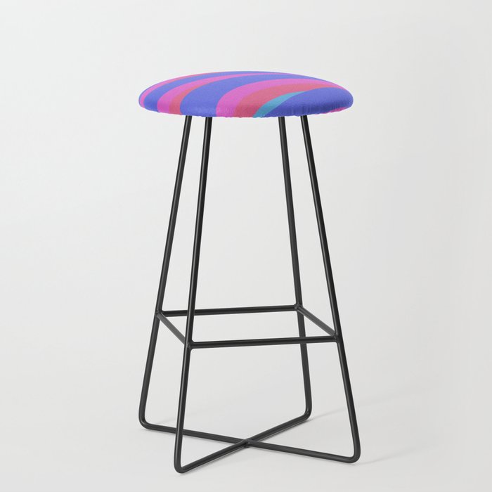 Pop Swirl Wavy Minimalist Abstract Pattern Blue and Hot Pink Stool Gallery Image 1